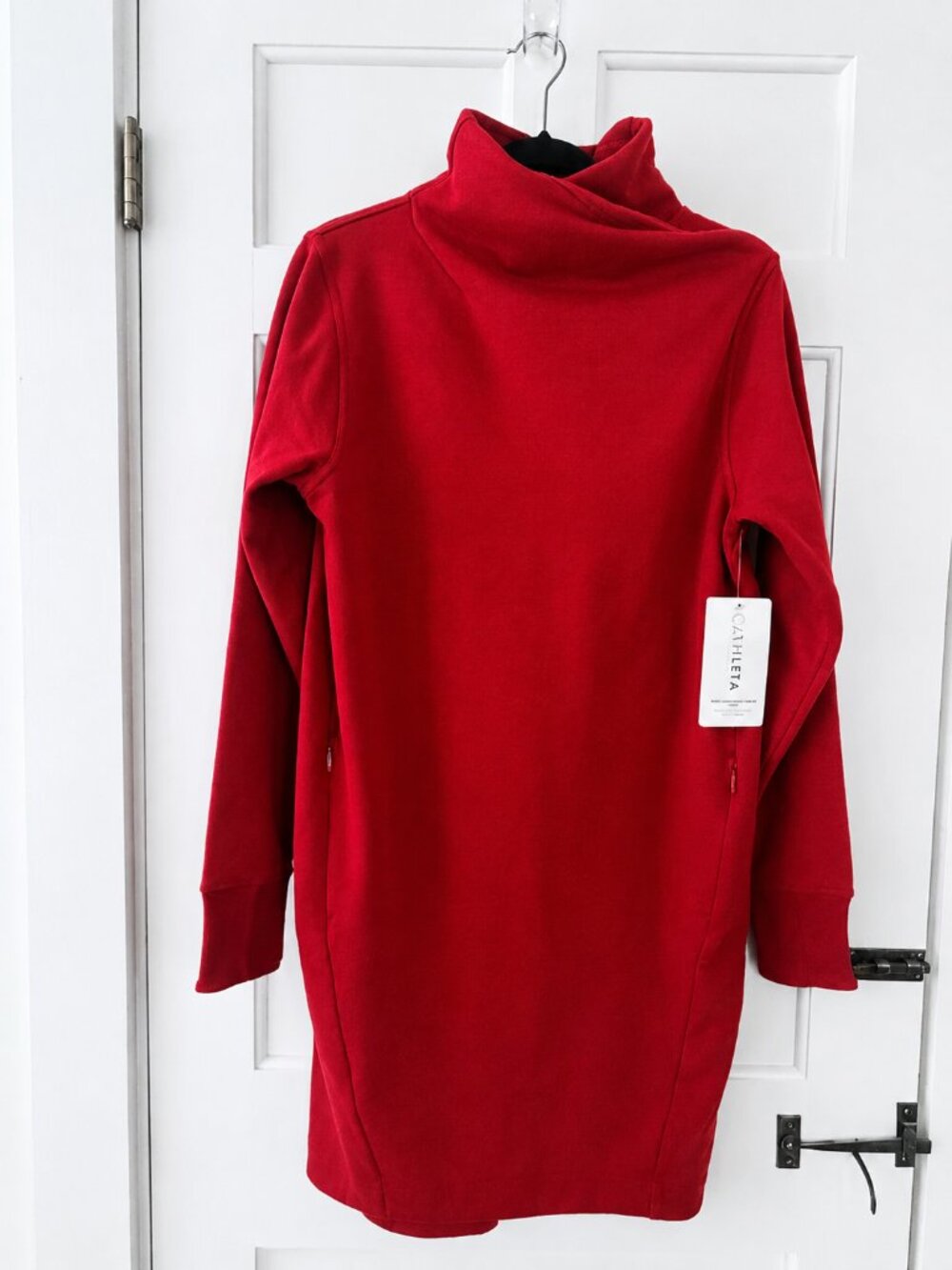 Athleta Cozy Karma Mock Neck Cocoon Dress Red NWT Size S - Picture 3 of 10